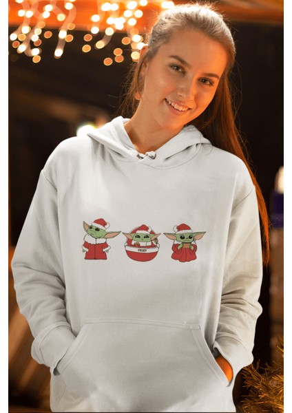 Baby Yoda Yılbaşı Ruhu Kapşonlu Sweatshirt fırsatları