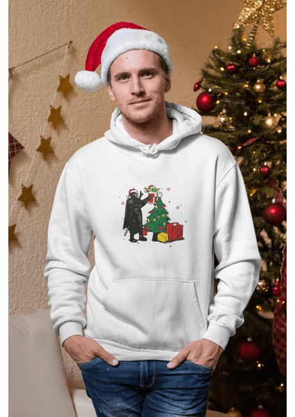 Darth Vader Baby Yoda Yılbaşı Kapşonlu Sweatshirt modelleri