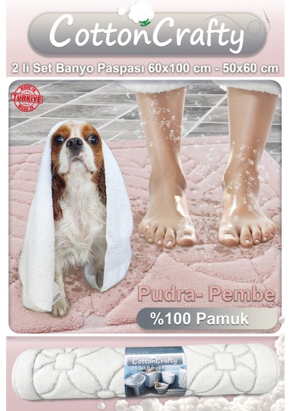 %100 Pamuk Dokuma Banyo Paspas Seti, Banyo Halısı Yaprak 60X100 - 60X50 fiyatları