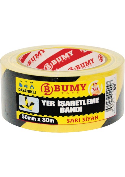 Yer Işaretleme Bandı Sarı - Siyah / 50 mm x 30 mt