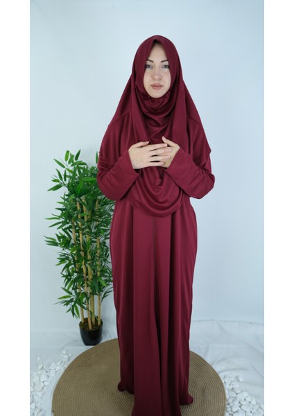 Bordo Fermuarlı Pratik Namaz Elbisesi fiyatları