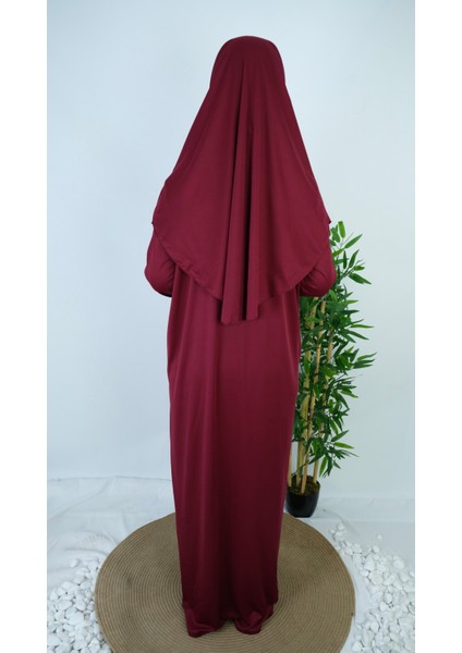 Bordo Fermuarlı Pratik Namaz Elbisesi fırsatları