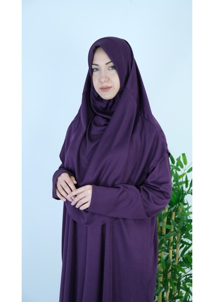 Mürdüm Fermuarlı Pratik Namaz Elbisesi