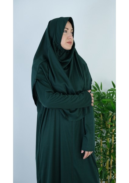 Zümrüt Yeşil Fermuarlı Pratik Namaz Elbisesi modelleri