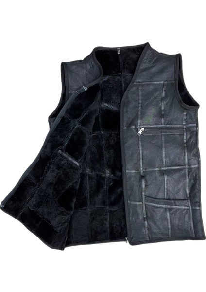 Patchwork Içi Kürk Dışı Süet Deri Biye Detaylı Yelek fiyatları