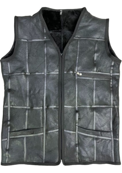 Patchwork Içi Kürk Dışı Süet Deri Biye Detaylı Yelek modelleri