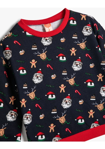 Yılbaşı Sweatshirt Noel Baba Baskılı Pamuklu modelleri