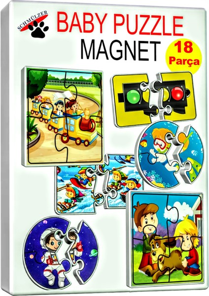 Baby Yapboz - Çocuk Puzzle - Magnetic - Eğitici Aktivite - Hediye 18 Pcs