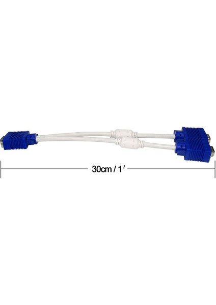 F1 Pc 2 VGA Svga Monitör Erkek 2 Çift Dişi Y Adaptör Ayırıcı Kablo 15 Pın 30 cm (Yurt Dışından) modelleri