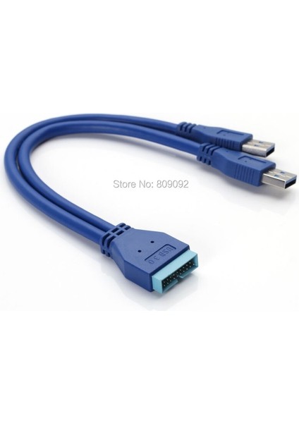 2 Bağlantı Noktalı USB 3.0 A Erkek - 20 Pin Anakart Başlığı Erkek Y Uzatma Kablosu Adaptörü (Yurt Dışından)