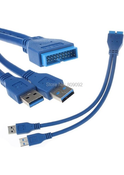 2 Bağlantı Noktalı USB 3.0 A Erkek - 20 Pin Anakart Başlığı Erkek Y Uzatma Kablosu Adaptörü (Yurt Dışından) modelleri