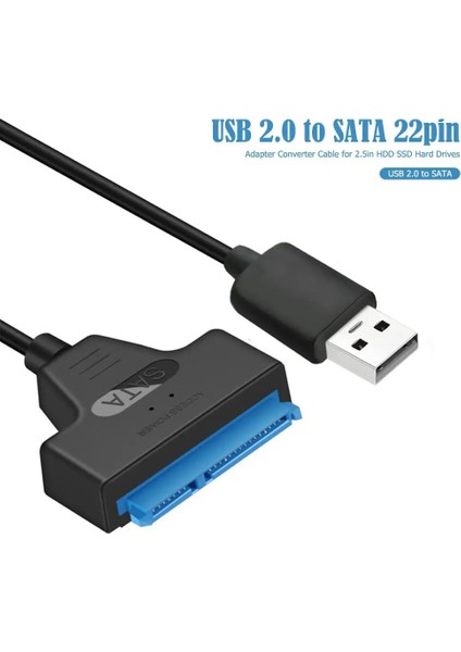 USB 2.0 - Sata 22PIN Adaptör Dönüştürücü Kablosu Için 2.5in HDD SSD Sabit Sürücüler Usb2.0 - Sata 22PIN Kablo Adaptörü Bilgisayar Kabloları (Yurt Dışından)