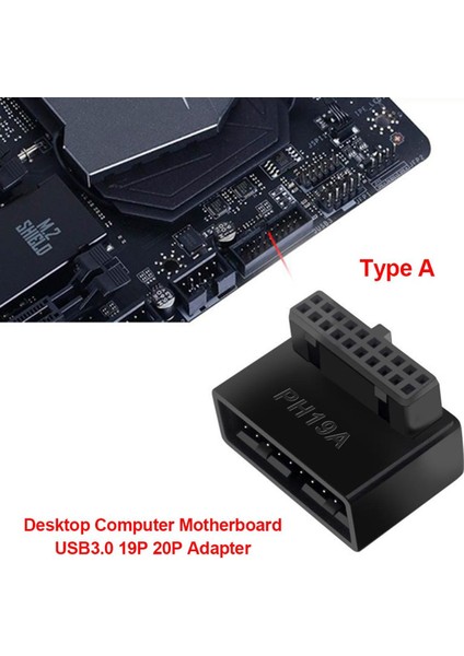 USB 3.0 19P 20P 90 Derece Bilgisayar Anakartı Başlık Adaptörü Plug-In Dönüştürücü Bilgisayar Masaüstü Yüksek Hızlı Anakart Konnektör Fişleri (Yurt Dışından)