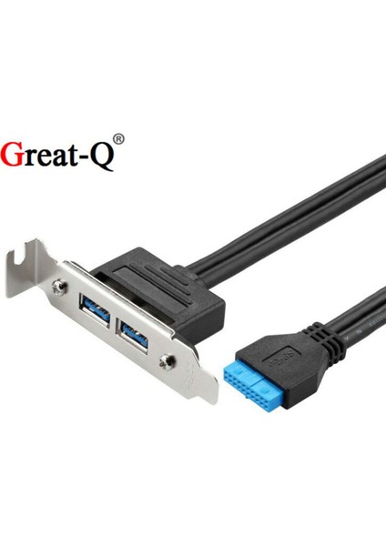 Çift USB 3.0 Ila 20PIN Başlık Kablosu Masaüstü Bilgisayar Arka Panel Anakart Uzatma Braketi Kablosu 50 cm (Yurt Dışından)