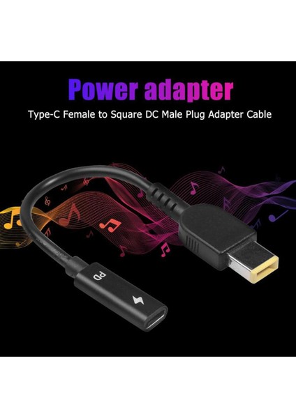 Dc USB Tip C Dişi Kare Dc Erkek Adaptör Konnektörü Lenovo Thinkpad Dell Hp Asus Dizüstü Bilgisayar Adaptörü 20 V Kare Fiş (Yurt Dışından)