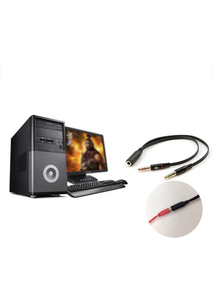 3.5mm Stereo Ses Kadın 2 Erkek Kulaklık Mikrofon Y Splitter Bilgisayar Aksesuarları Siyah Kablo Adaptörü (Yurt Dışından) fırsatları