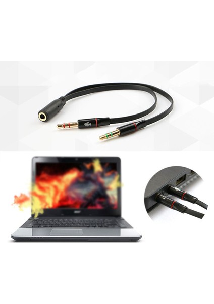 3.5mm Stereo Ses Kadın 2 Erkek Kulaklık Mikrofon Y Splitter Bilgisayar Aksesuarları Siyah Kablo Adaptörü (Yurt Dışından) indirimleri