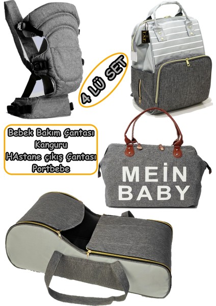 Portbebe Ana Kucağı + Bebek Bakım Çantası + Bebek Taşıma Kanguru + Hastane Çıkış Çantası