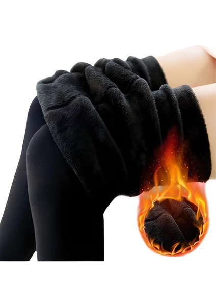 Kışlık Içi Peluş Kaliteli Siyah Kadın Tayt