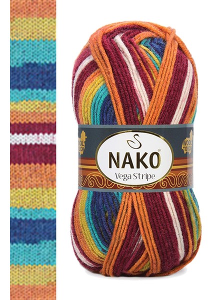 Vega Stripe Premium Akrilik El Örgü Ipi Yünü No: 82409