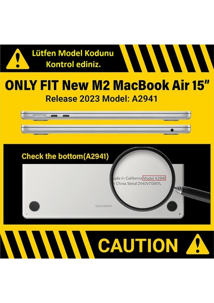 Macbook Air 15 M2 2023 A2941 Uyumlu Set Simli Kılıf Kapak Klavye Koruyucu Ekran Koruyucu Film