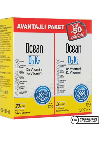 Vitamin D3 K2 Damla 2 x 20 ml