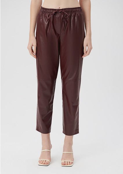 Bordo Suni Deri Pantolon 1010557-70421