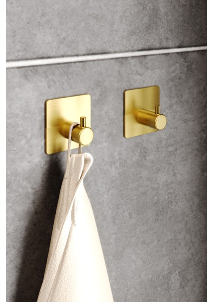 2 Adet Paslanmaz Çelik Gold Havlu Askısı- Yapışkanlı Çok Amaçlı Havluluk -Lif & Bornoz & Havlu Asacağı fiyatları