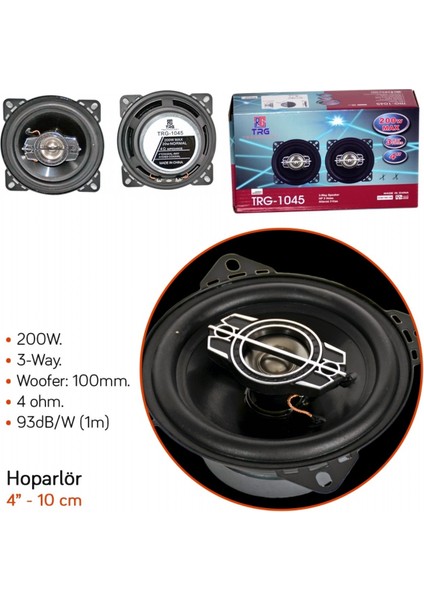 Hoparlör 10 cm - 4 Inç 200W TRG-1045