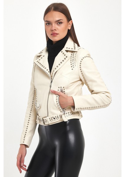 Trok Detaylı Doğal Damarlı Deri Ceket modelleri