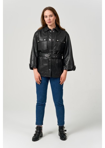 Gömlek Model Turvakar Kol Kadın Deri Ceket modelleri