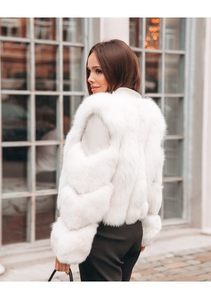 Beden ve Kollar Kürk Detaylı Kadın Deri Ceket modelleri