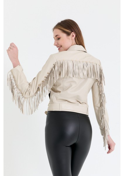 Püsküllü Kadın Deri Ceket indirimleri