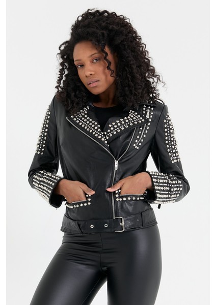 Trok Detaylı Kadın Deri Ceket fiyatları