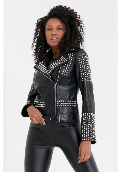 Trok Detaylı Kadın Deri Ceket indirimleri