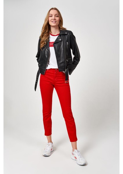 Klasik Biker Kadın Deri Ceket modelleri