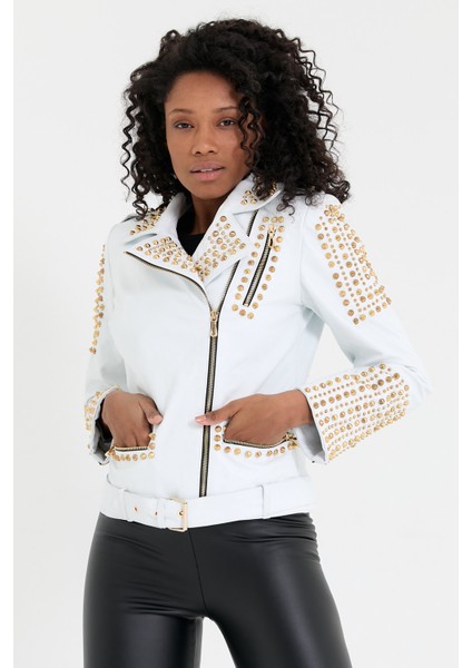 Trok Detaylı Kadın Deri Ceket modelleri