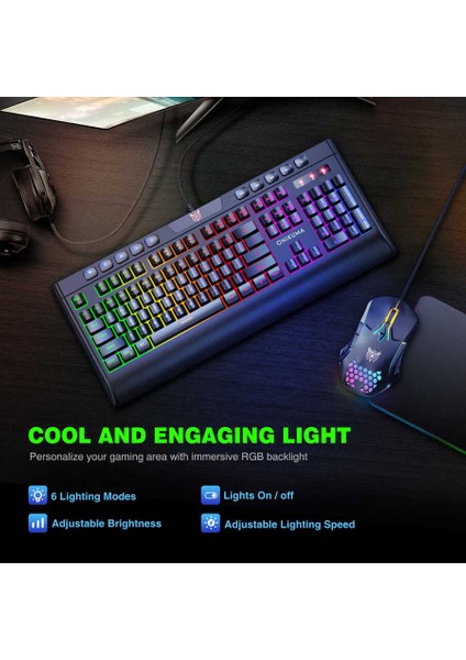 Savaş Alanına Hazır Taktiksel Klavye ve Hızlı Dpı Mouse Rgb LED Gaming Oyuncu Klavye ve Mouse Seti