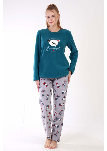 Kadın Polar Uzun Kol Pijama Takım