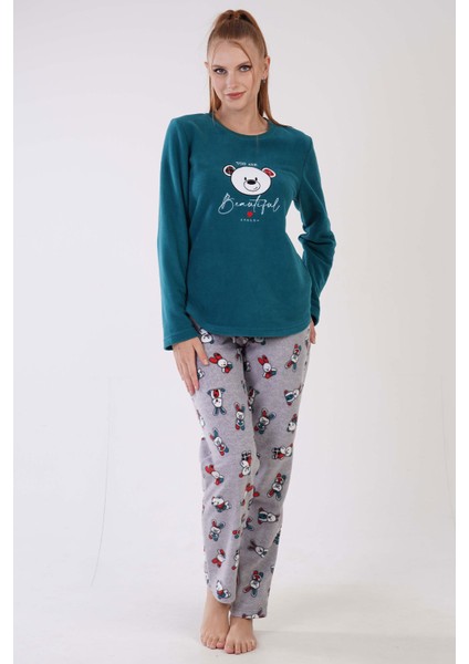 Kadın Polar Uzun Kol Pijama Takım