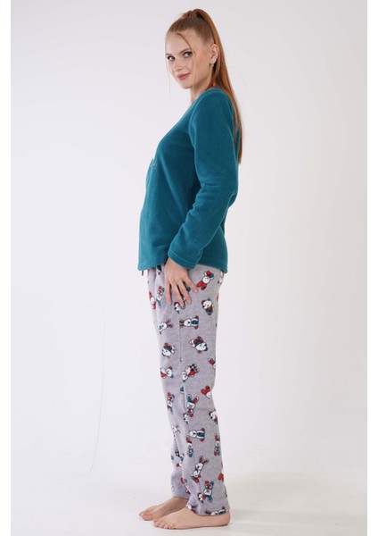 Kadın Polar Uzun Kol Pijama Takım