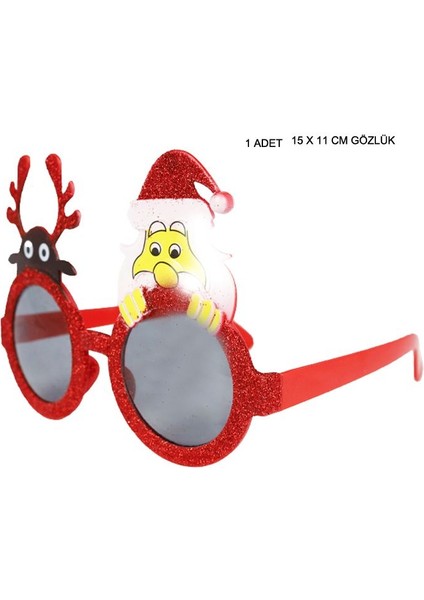 Noel Baba ve Ren Geyiği Şeklinde Camlı Yılbaşı Gözlüğü 1 Adet