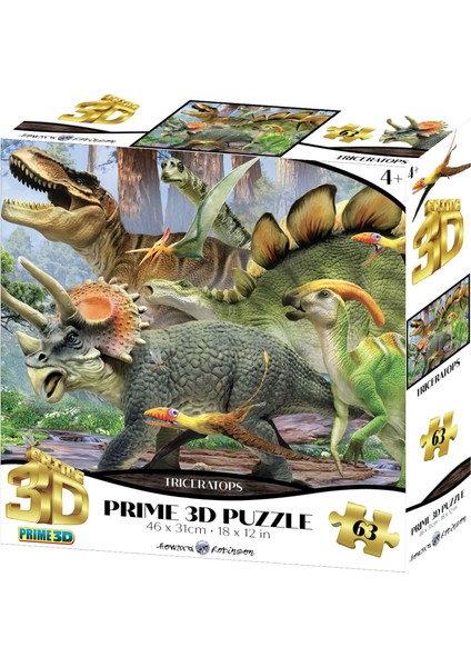 - Triceratops 63 Parça Puzzle 20920
