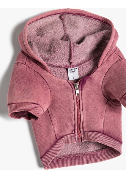 Köpek Sweatshirtü Kapüşonlu Fermuarlı Soluk Efektli Kumaş modelleri