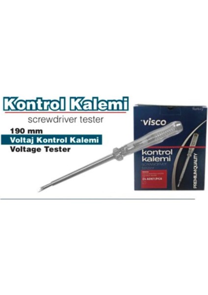 Visco Kontrol Kalemi 190 mm Düz Çelik Uçlu