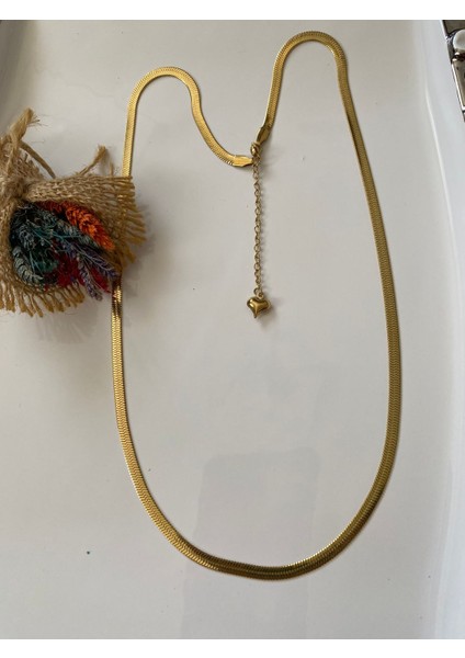 Italyan Yassı Kolye 60 cm (Gold)