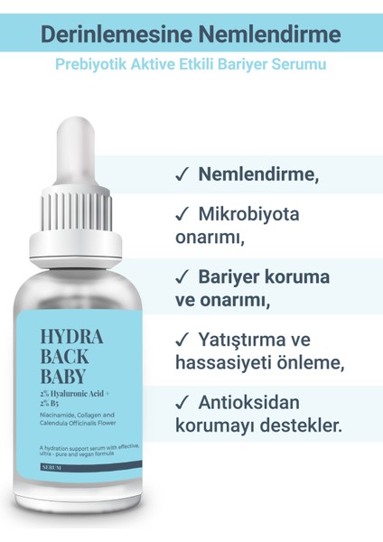 S'he Vec HYDRA BACK BABY - Hyaluronik Asit Yoğun Nemlendirici ve Dolgunlaştırıcı Cilt Serumu 30ml