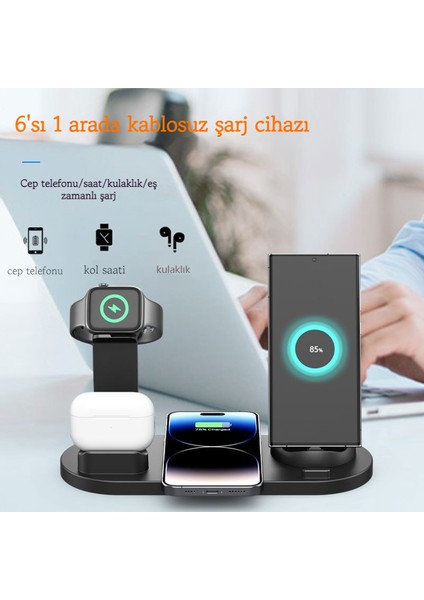 Bluetooth Kulaklık Kablosuz Şarj Masası Standı 6'sı 1 Arada (Yurt Dışından) modelleri