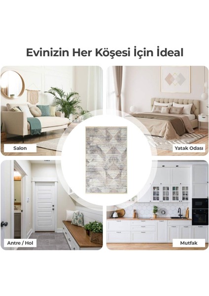 Brilla Home Brillahome Lilyum Kaymaz Taban Kadife Dokuma Halı Makinada Yıkanabilir