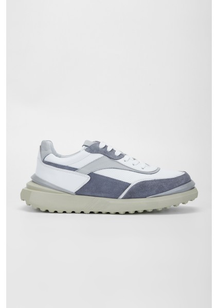 Erkek Beyaz/gri Deri Sneakers & Spor Ayakkabı 698 1060-4 Erk Ayk SK23/24